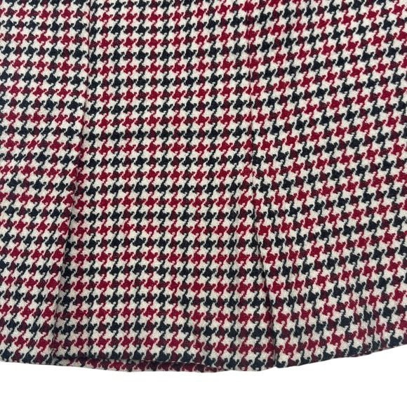 Talbots Women Red Black Houndstooth Wool Pleated Straight A Line Peplum Skirt 10 - Picture 3 of 13